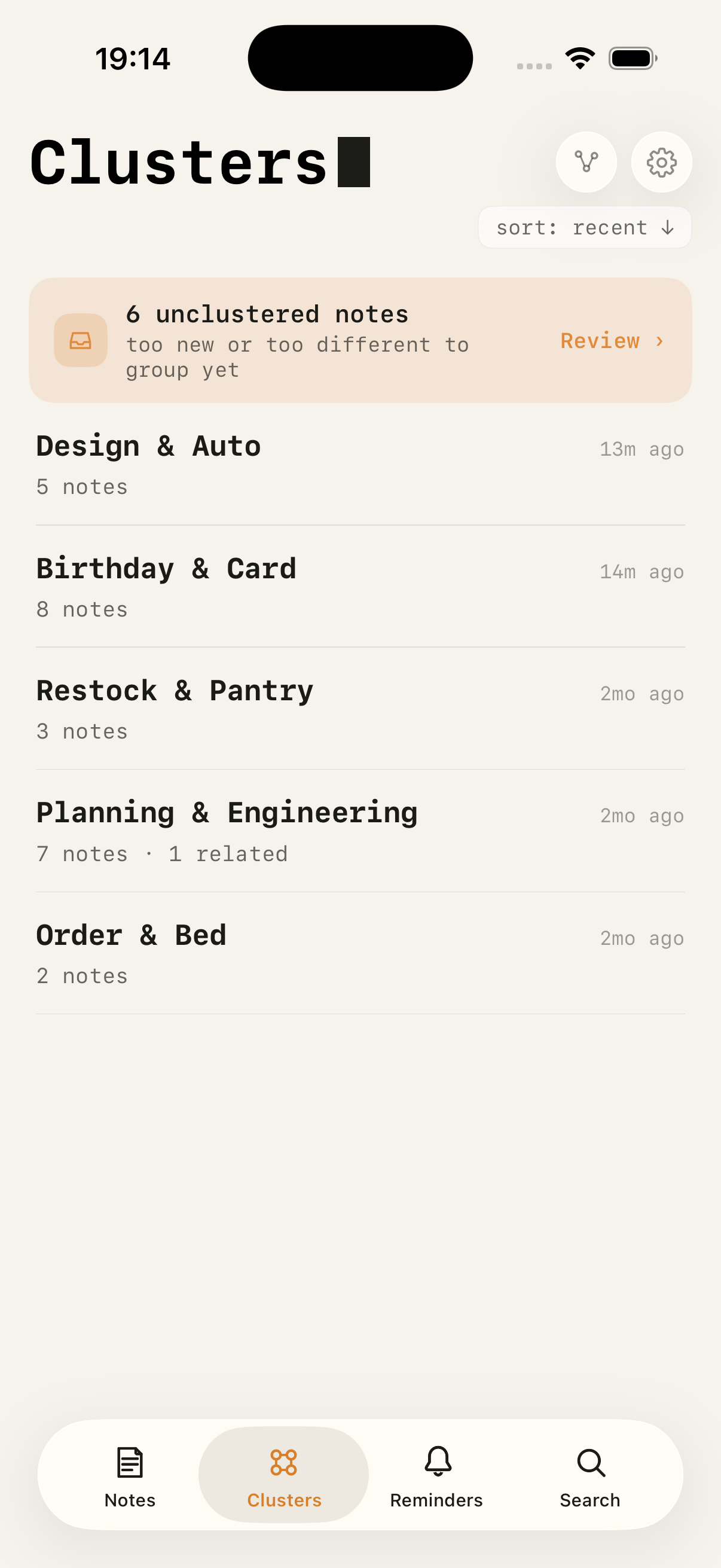 Automatic clusters list