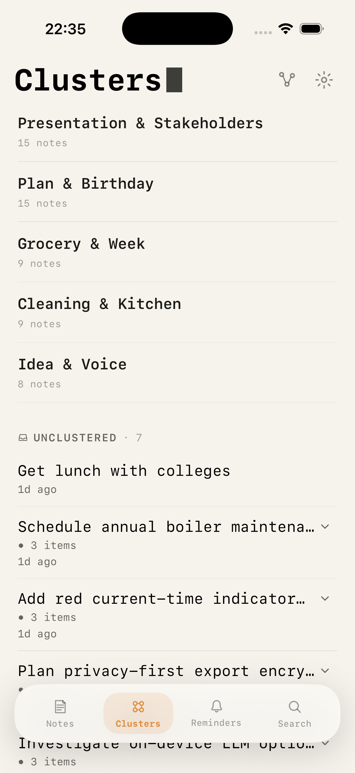 Automatic clusters list